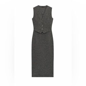 Zara Charcoal Sleeveless Midi Dress